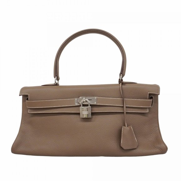 Hermes Hermès Kelly Shoulder Bag in Taurillon Clemence Etoupe Leather, Size L... - Picture 1 of 12